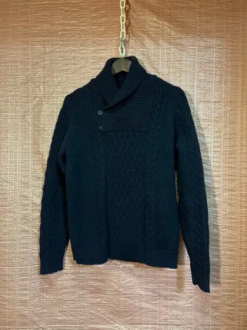 빔즈 플러스 숄카라 케이블 니트 L 네이비 BEAMS+ 구제 의류