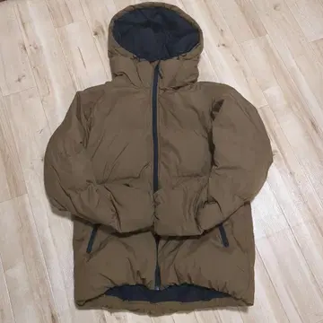 브라운 후드 부착 다운 자켓 L 사이즈