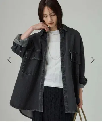 BABYLONE 데님 빅 셔츠