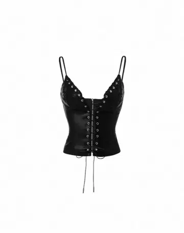 1JINN STUDIO 가죽 레이스업 탱크탑 y2k opium