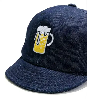 go slow caravan 숏 브림 캡 맥주 자수 데님