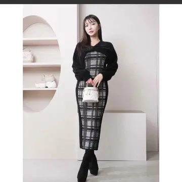 리본 페더 앙상블 롱 원피스 (WEB 한정판