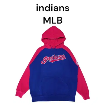 MLB 인디언즈 구 로고 와플 후드티 빅 로고 자수