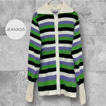 [ JEANASIS ] 12G 보더 리브 니트 상의 니트 프리 사이즈