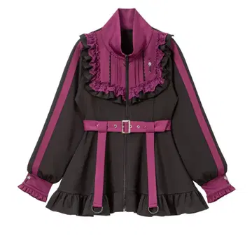 십자가 시스터 저지 원피스 튜닉 블랙 x 퍼플 L 유메텐보