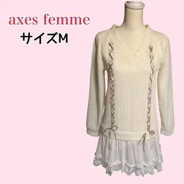 axes femme 리브 니트 미니 원피스 아이보리 M