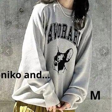 niko and - 애니멀 더블 자카드 니트 그레이 M