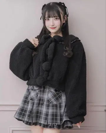 pium 코튼 레이스 칼라 보아 코트