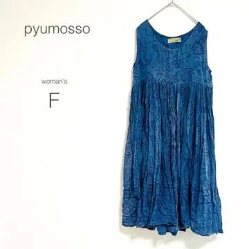 [퓨모쏘] 원피스 롱 민소매 올 패턴 플리츠 체형 커버 F