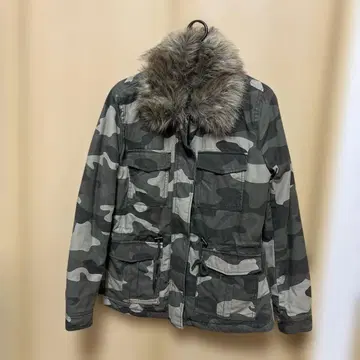 카모 패턴 퍼 밀리터리 자켓