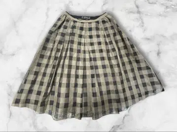 [ 새상품급 ] FOXEY 폭시 체크 무늬 스커트 린넨 실크 38