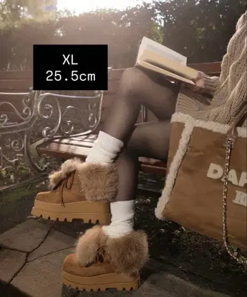 Darich 무스탕 퍼 부츠 통굽 브라운 XL 사이즈 완판 인기 아이템