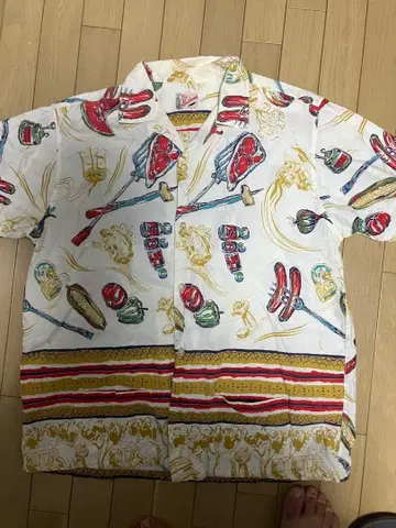 50s 필그림 BBQ 오픈 카라 셔츠