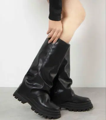 No.120 WEGO 블랙 롱 부츠 합성 피혁