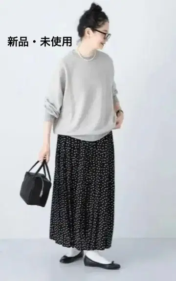 카구레 도트 개더 스커트 블랙