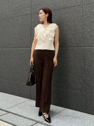 LAGUNAMOON 스트레치 저지 세미 플레어 팬츠 S