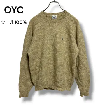 OYC 울 100% 크루넥 니트 베이지 M 상당 남녀 공용 가