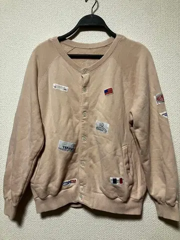 마드모아젤 논논 맨투맨 가디건 옅은 핑크 와펜 트레이닝복