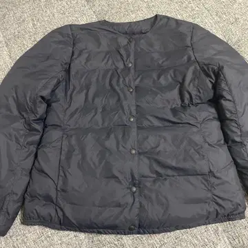 새상품급 무지 고품질 노카라 다운 네이비 S