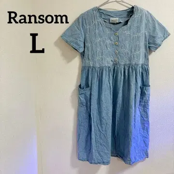 Ransom [ L ] 스카이블루 반팔 무릎 기장 원피스 루즈핏 귀여운