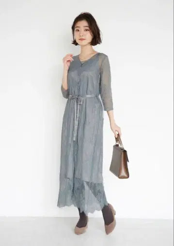 2way 러셀 레이스 원피스 COHINA 결혼식 블루 그레이