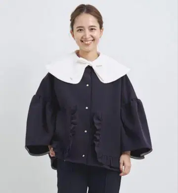 yori 포켓 프릴 자켓 네이비