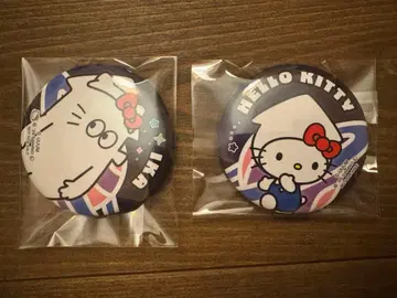 헬로키티 이카 콜라보 캔뱃지 2개 세트