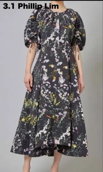 3.1 Phillip Lim 꽃무늬 롱 원피스 블랙 2