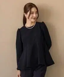 택 포함 새상품 [SONO NAVY] 레이디 플레어 노블리 블라우스