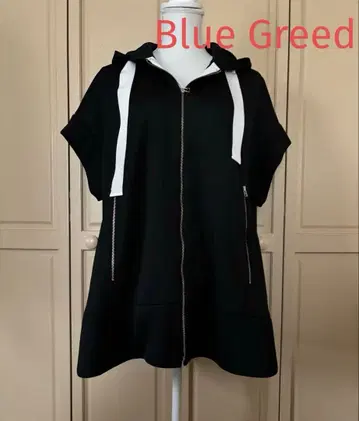 Blue Greed 테이프 사용 집업 후디 베스트