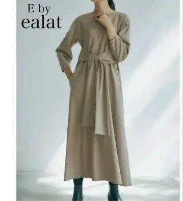 새상품급 E by eclat 에클라 허리 마크 원피스 베이지 M