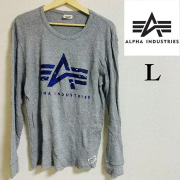 ALPHA INDUSTRIES 그레이 긴팔 티셔츠 L
