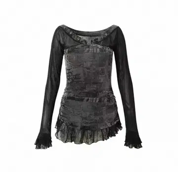 No Romance 롱 슬리브 상의 블라우스 y2k opium