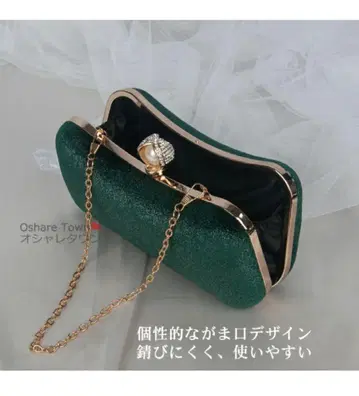 택 포함 새상품 Vierge 비에르쥬 파티 백 벨벳 그린