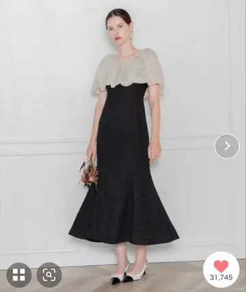 2WAY 오프숄더 퍼프 슬리브 머메이드 드레스