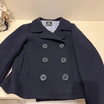 빔스 보이 네이비 더블 브레스트 피 코트