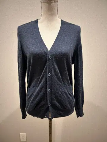 드로어 다크 네이비 그레이 V넥 가디건 2