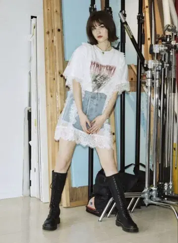 [ 미사용 새상품 ] 아노짱 착용 jouetie 리메이크 락 미니 원피스