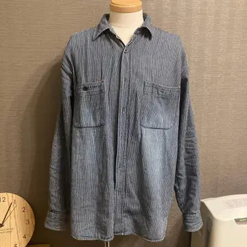 NEVER SEEN THING 스트라이프 긴팔 셔츠 캐주얼 구제 의류