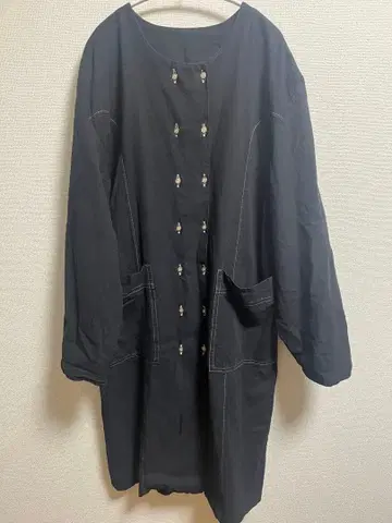 린넨 노카라 코트 더블 브레스트 구제 의류