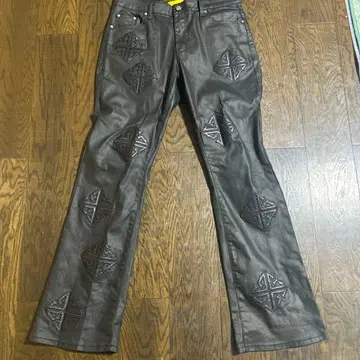 GUAPI 플레어 데님 가죽 34