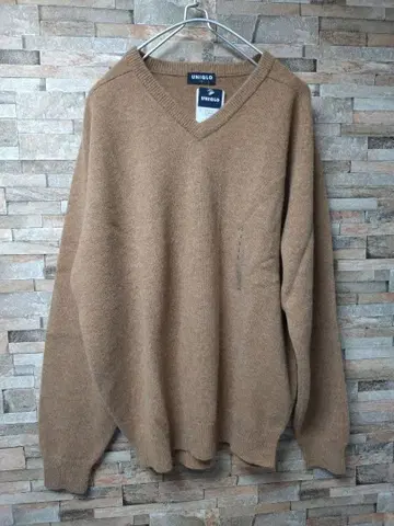 미사용 새상품 UNIQLO 올드 유니클로 라무 V넥 스웨터 브라운 L