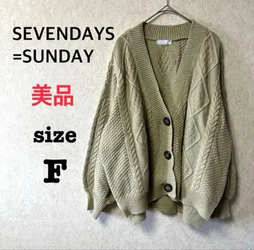 [ 새상품급 ] 세븐 데이즈 선데이 긴팔 니트 가디건 라이트 그린 F