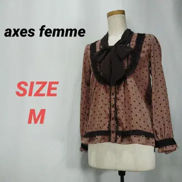 axes femme 엑시즈팜 블라우스 도트 무늬 도트 리본 타이 M