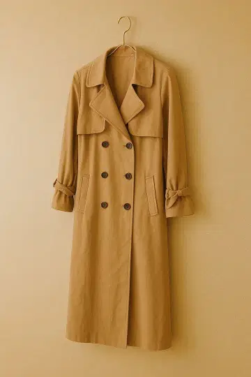 Feroux 온워드 카시야마 플리츠 절개 트렌치코트 베이지