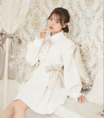 ROJITA x Fuuuuu_ri 트위드 체크 트리플 리본 원피스