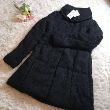 택 포함 새상품 립 서비스 트위드 충전솜 롱 코트 블랙 S 사이즈