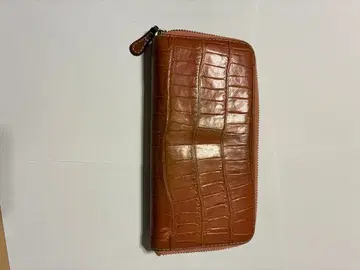 브라운 가죽 크로커다일풍 장지갑