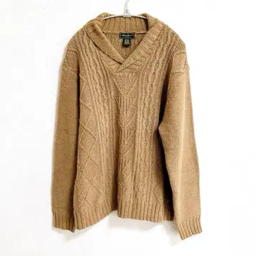 [에디바우어] 남성용 L 카멜 엘보우 패치 니트 스웨터