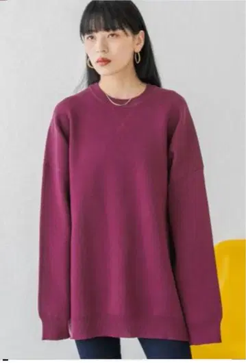 JEANASIS 레드 퍼플 볼륨 슬리브 풀오버